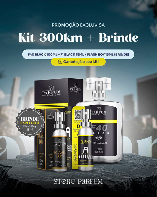 Kit 300/h - F40 black 100ml + F1black15ml + Flash boy15ml (brinde) - StoreParfum