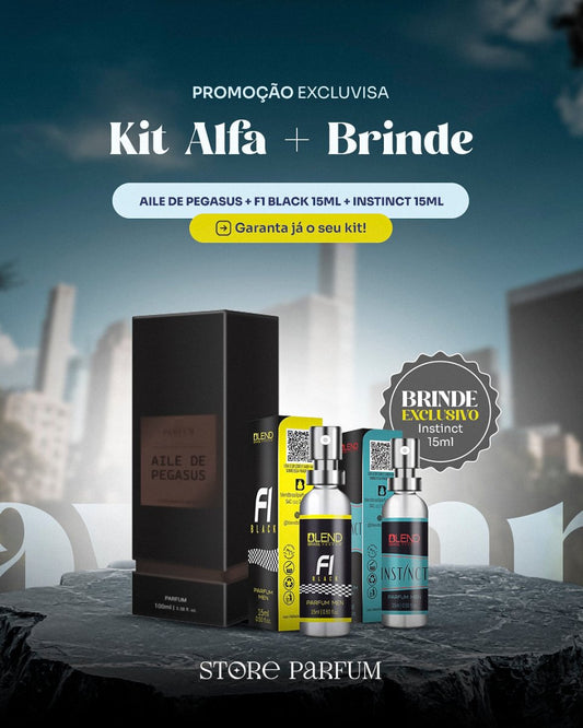 Kit Alfa + brinde - Aile de Pegasus + F40 black 15ml + Instinct15ml (brinde) - StoreParfum